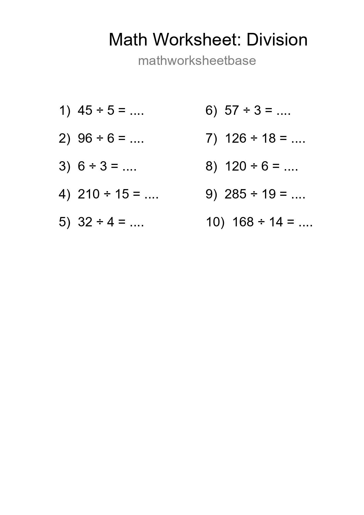 Free 10 Division Math Worksheet For Grade 2 - Part 194