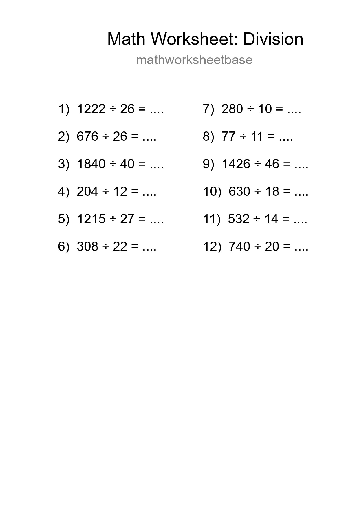 Free 12 Division Math Worksheet For Grade 2 With Answers - Part 34