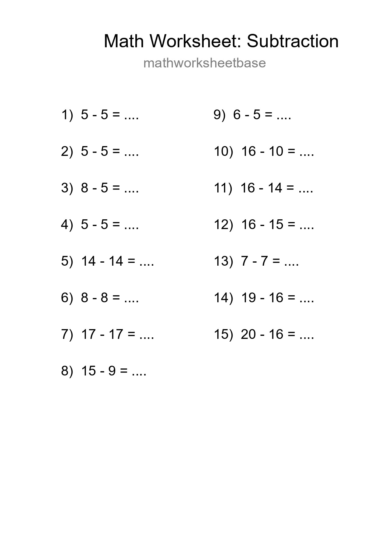 Free 15 Subtraction Math Worksheet For Grade 2 With Answers - Part 208