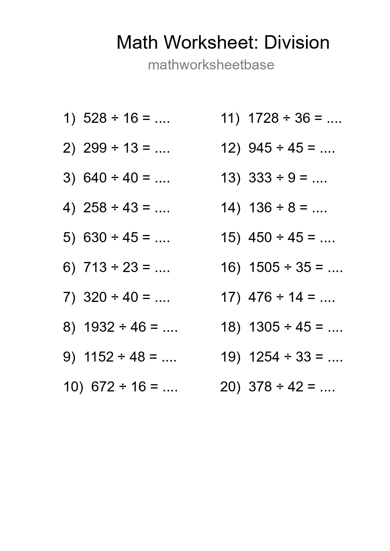Free 20 Division Math Worksheet For Grade 2 - Part 114