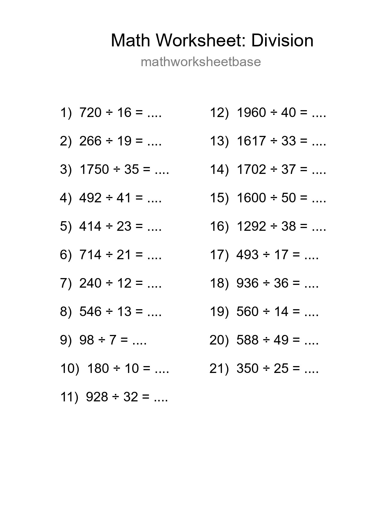 Free 21 Division Math Worksheet For Grade 2 - Part 134