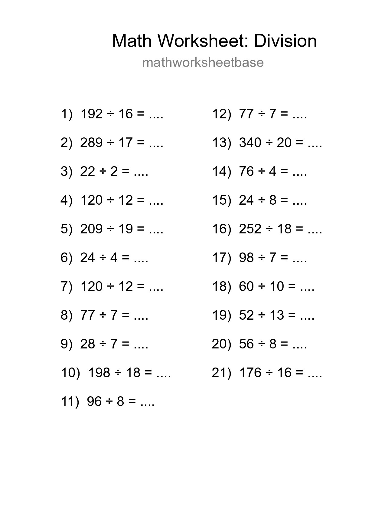 Free 21 Division Math Worksheet For Grade 2 - Part 164