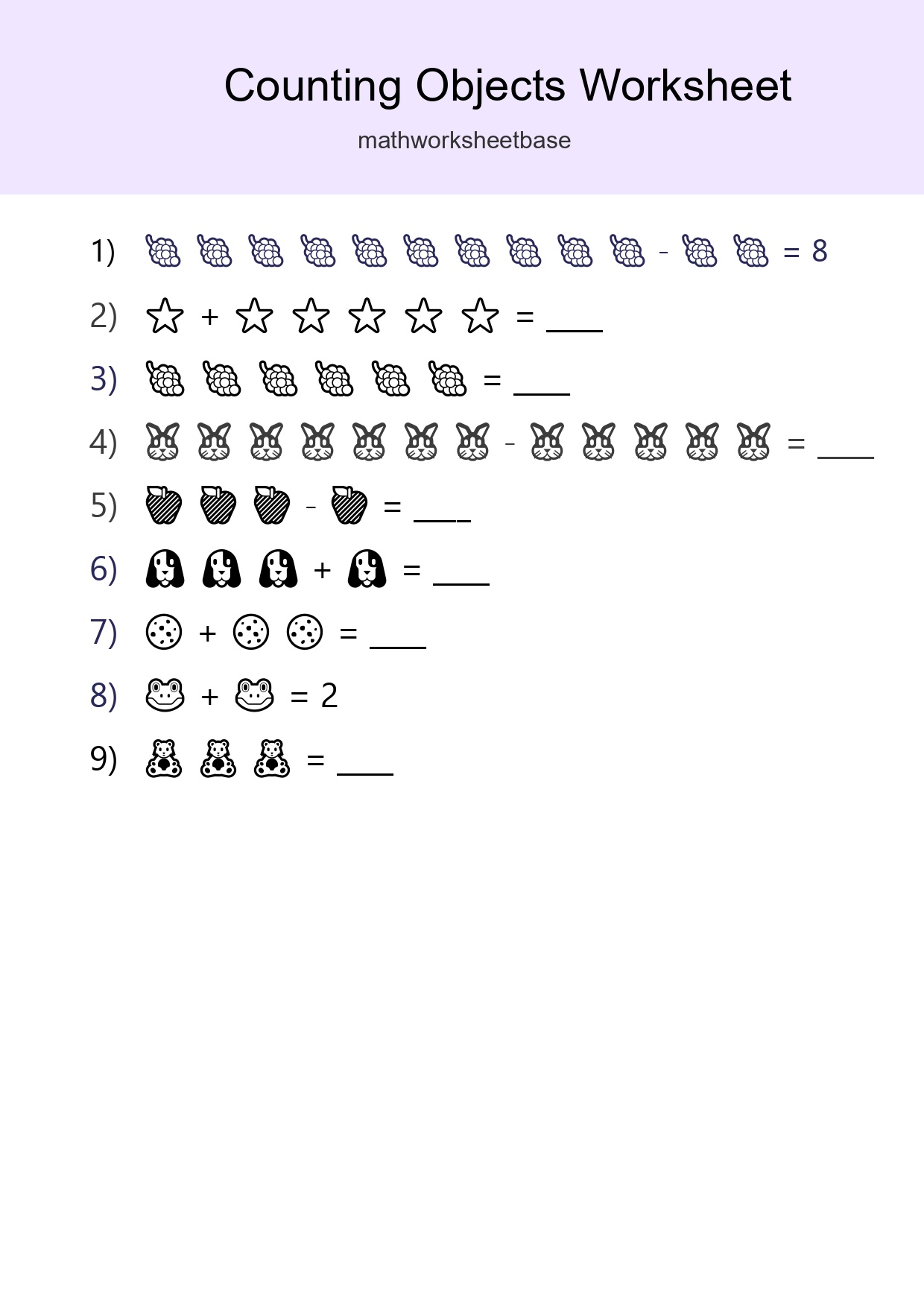 Free Counting Objects Worksheet For Kindergarten - Part 113