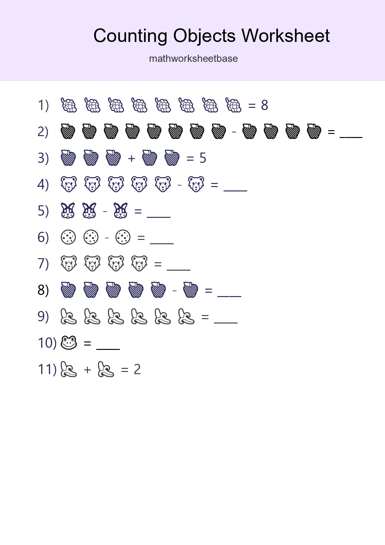 Free Counting Objects Worksheet For Kindergarten - Part 233