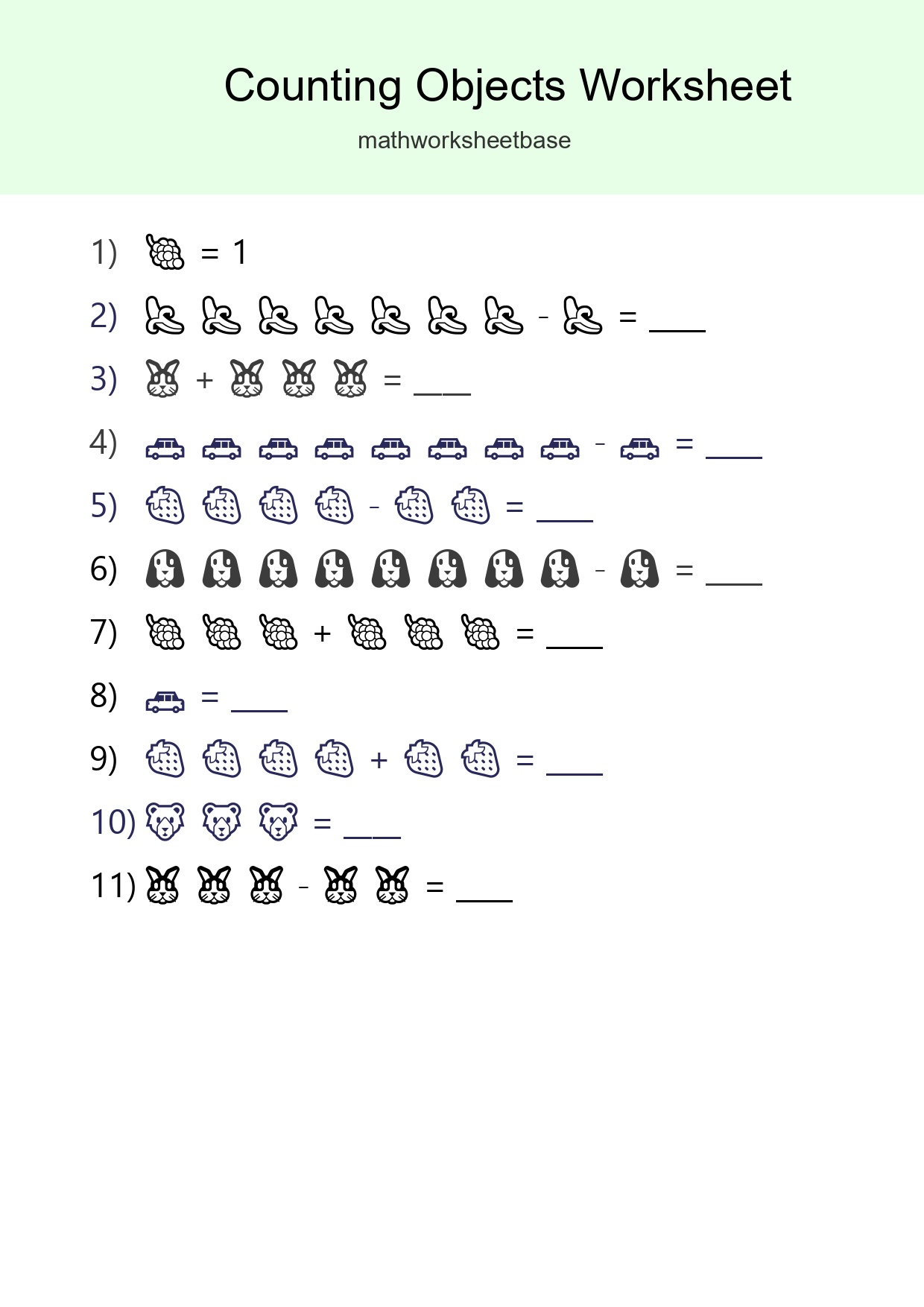 Free Counting Objects Worksheet For Kindergarten - Part 3
