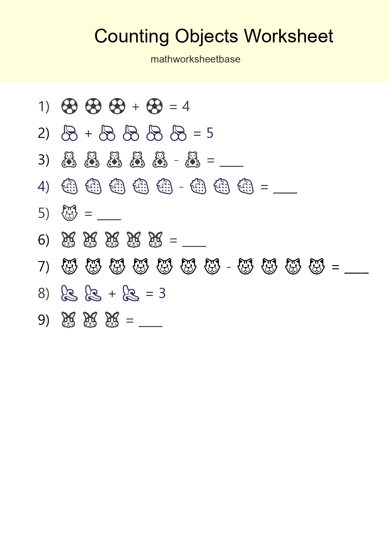 Free Counting Objects Worksheet For Kindergarten Printable - Part 123