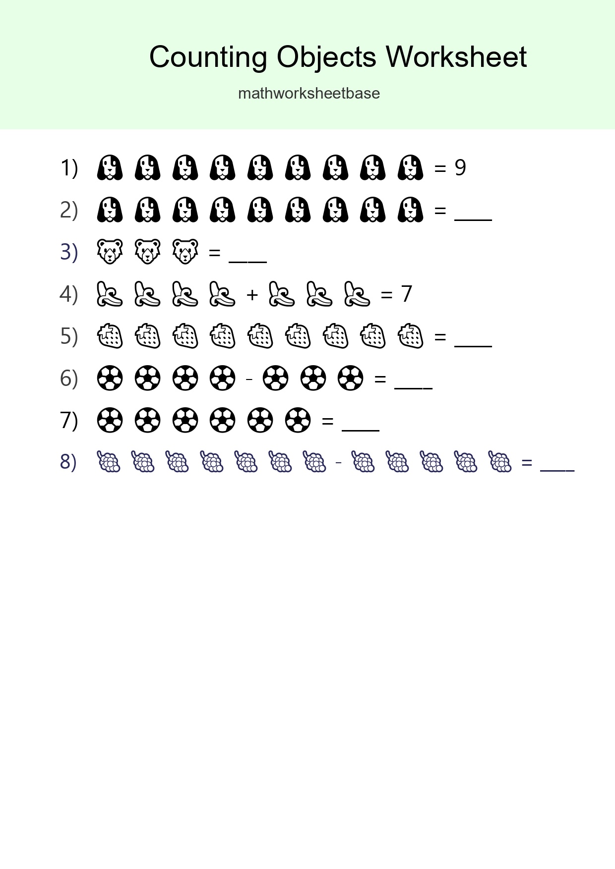 Free Counting Objects Worksheet For Kindergarten Printable - Part 23