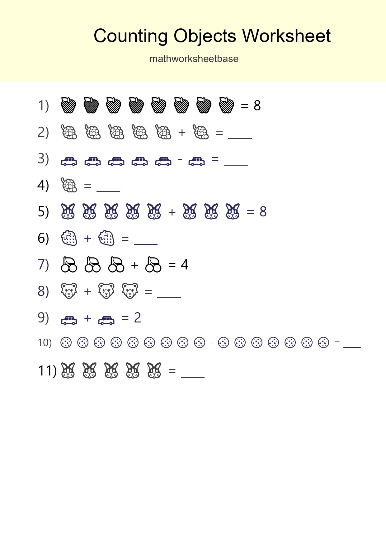 Free Counting Objects Worksheet For Kindergarten Printable - Part 243
