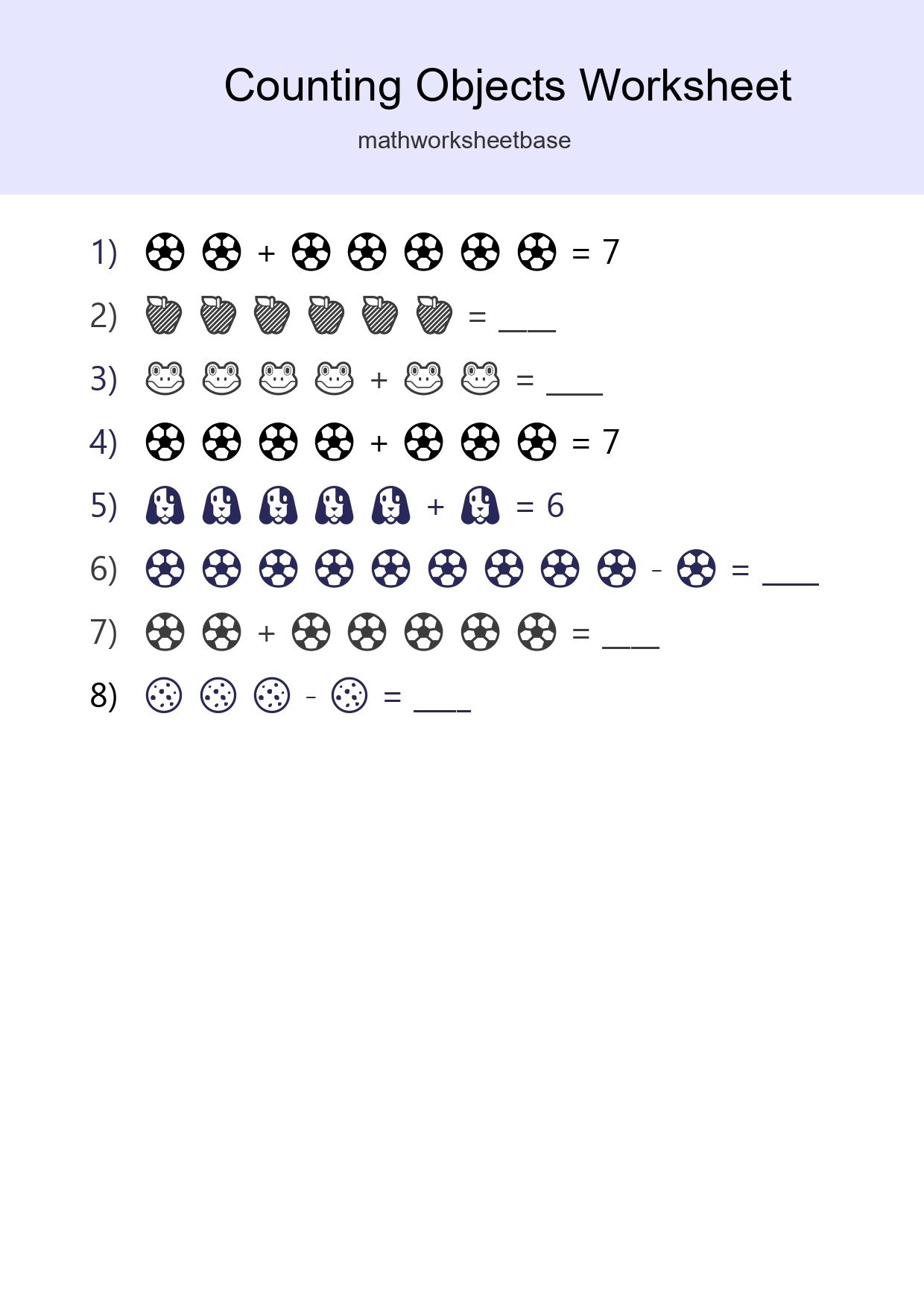 Free Counting Objects Worksheet For Kindergarten Printable - Part 273