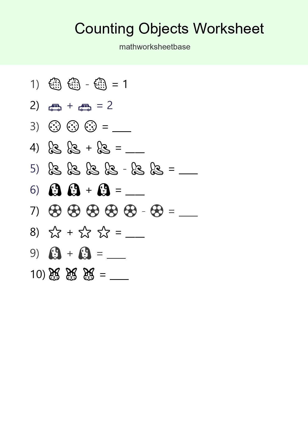 Free Counting Objects Worksheet For Pre-K - Part 283