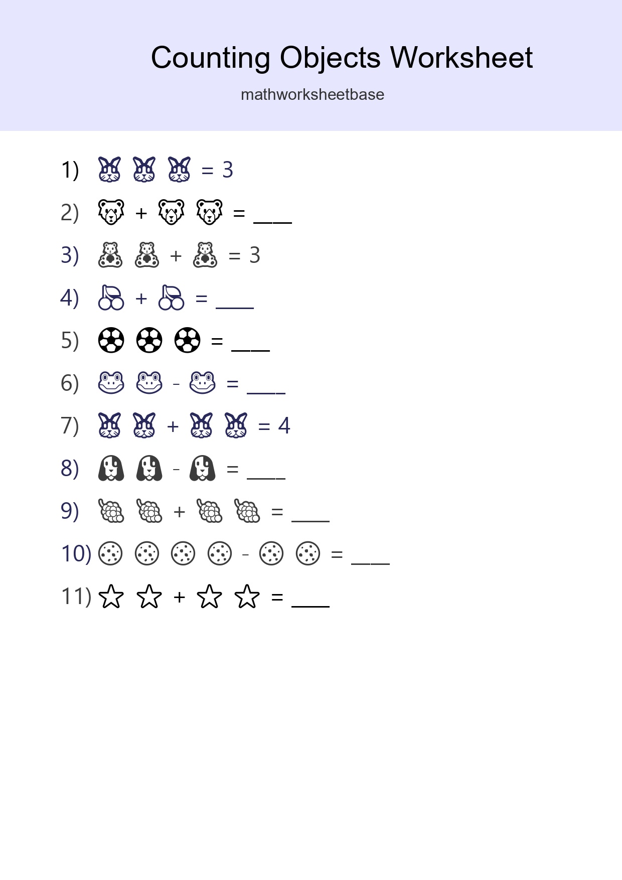 Free Counting Objects Worksheet For Pre-K Printable - Part 193