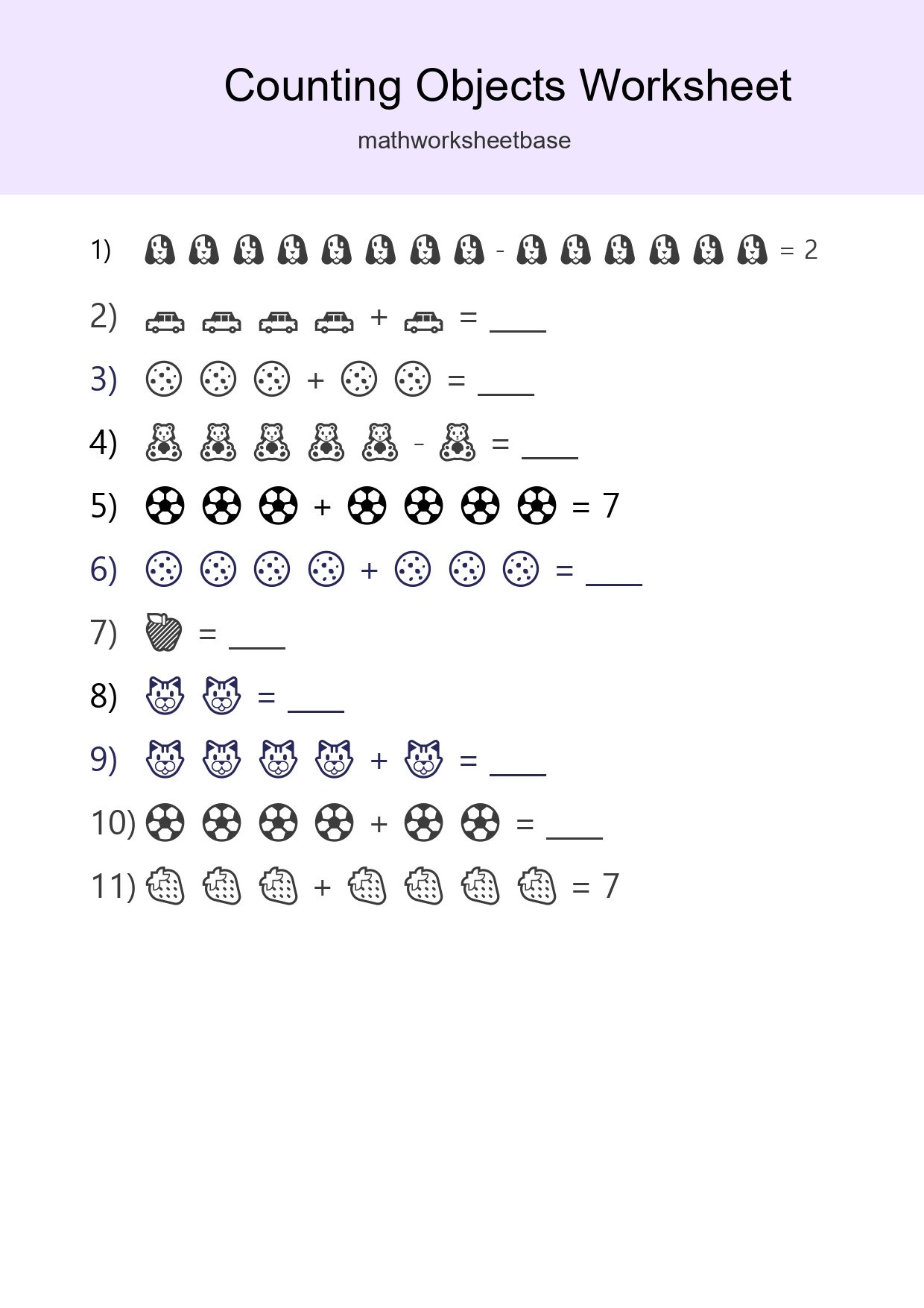 Kindergarten Count The Objects Worksheet - Part 133