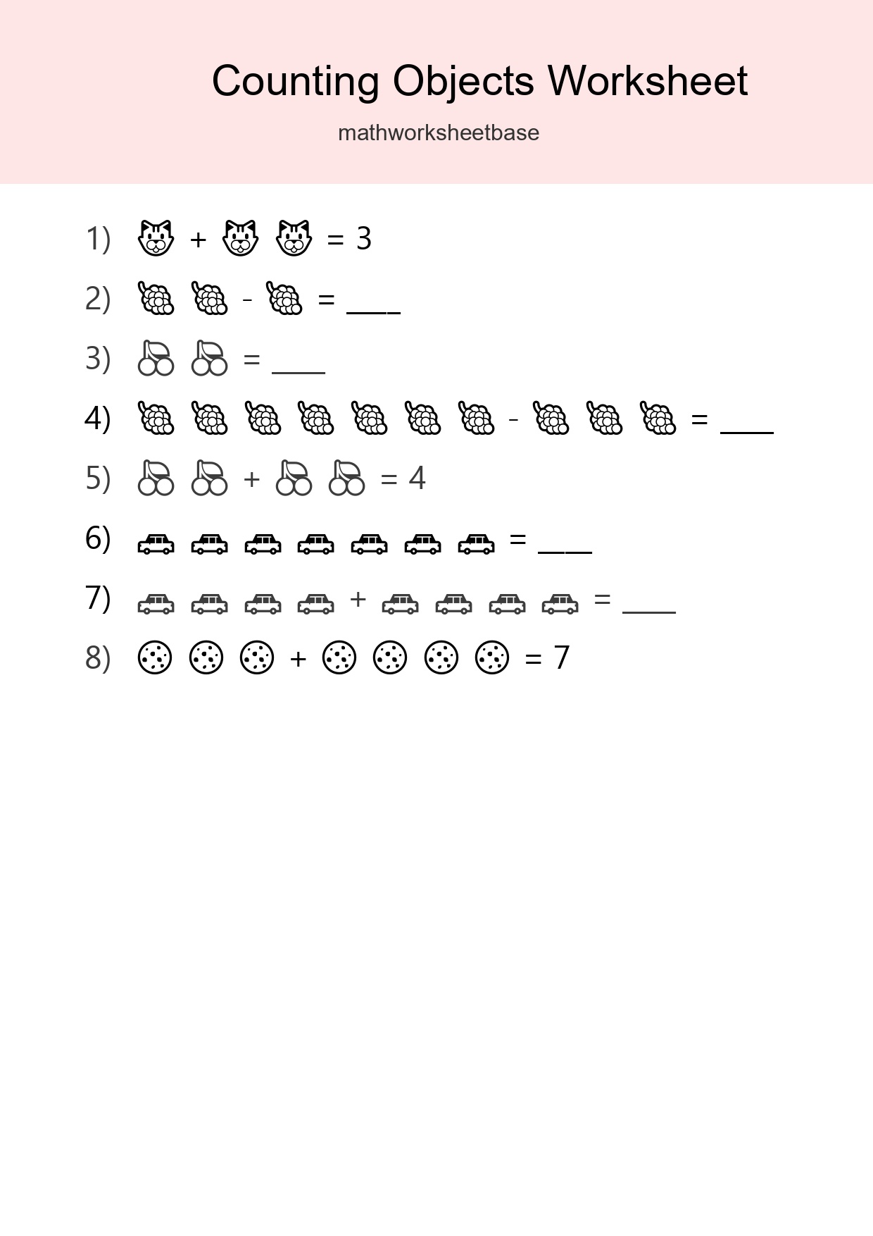 Kindergarten Count The Objects Worksheet - Part 163