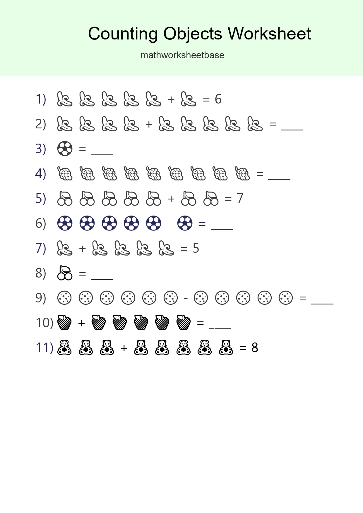 Kindergarten Count The Objects Worksheet - Part 253
