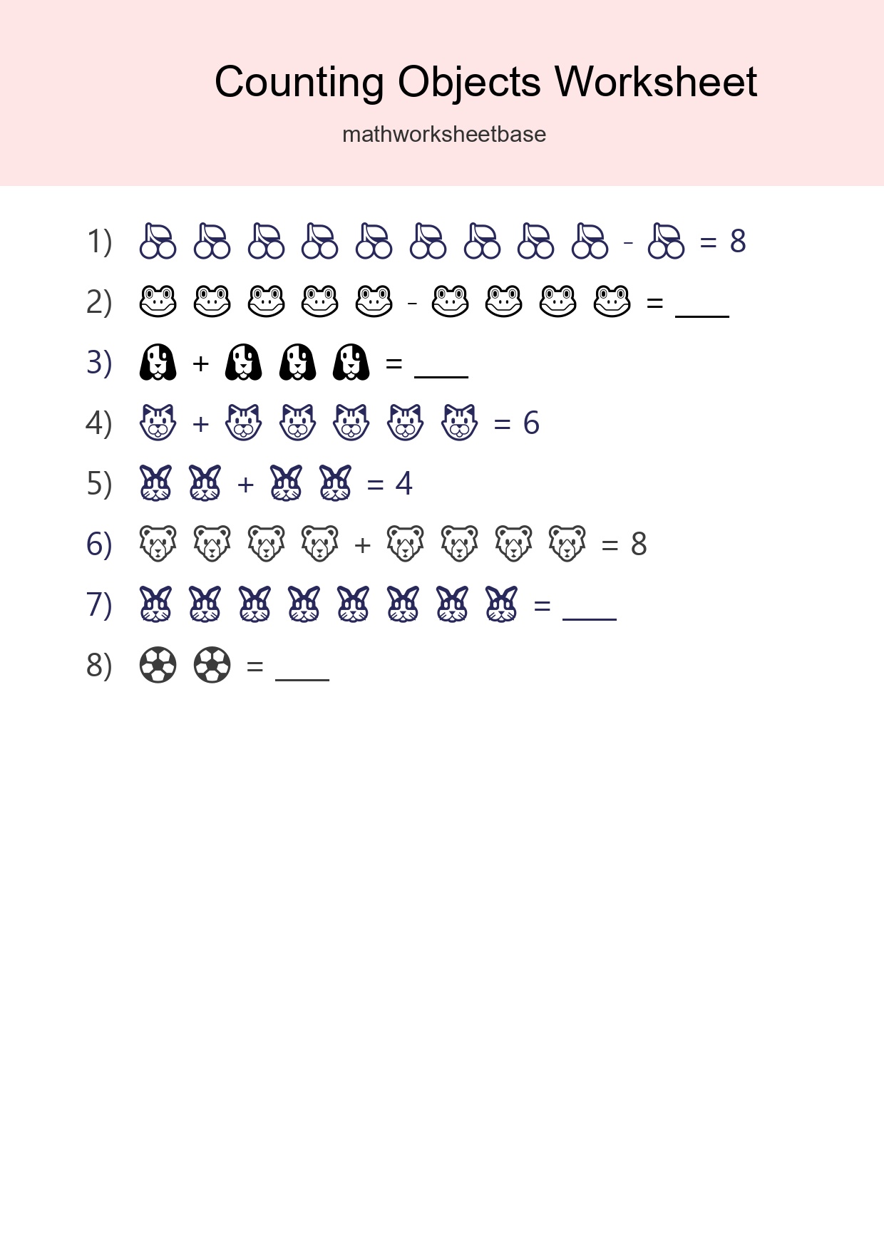 Kindergarten Count The Objects Worksheet - Part 263