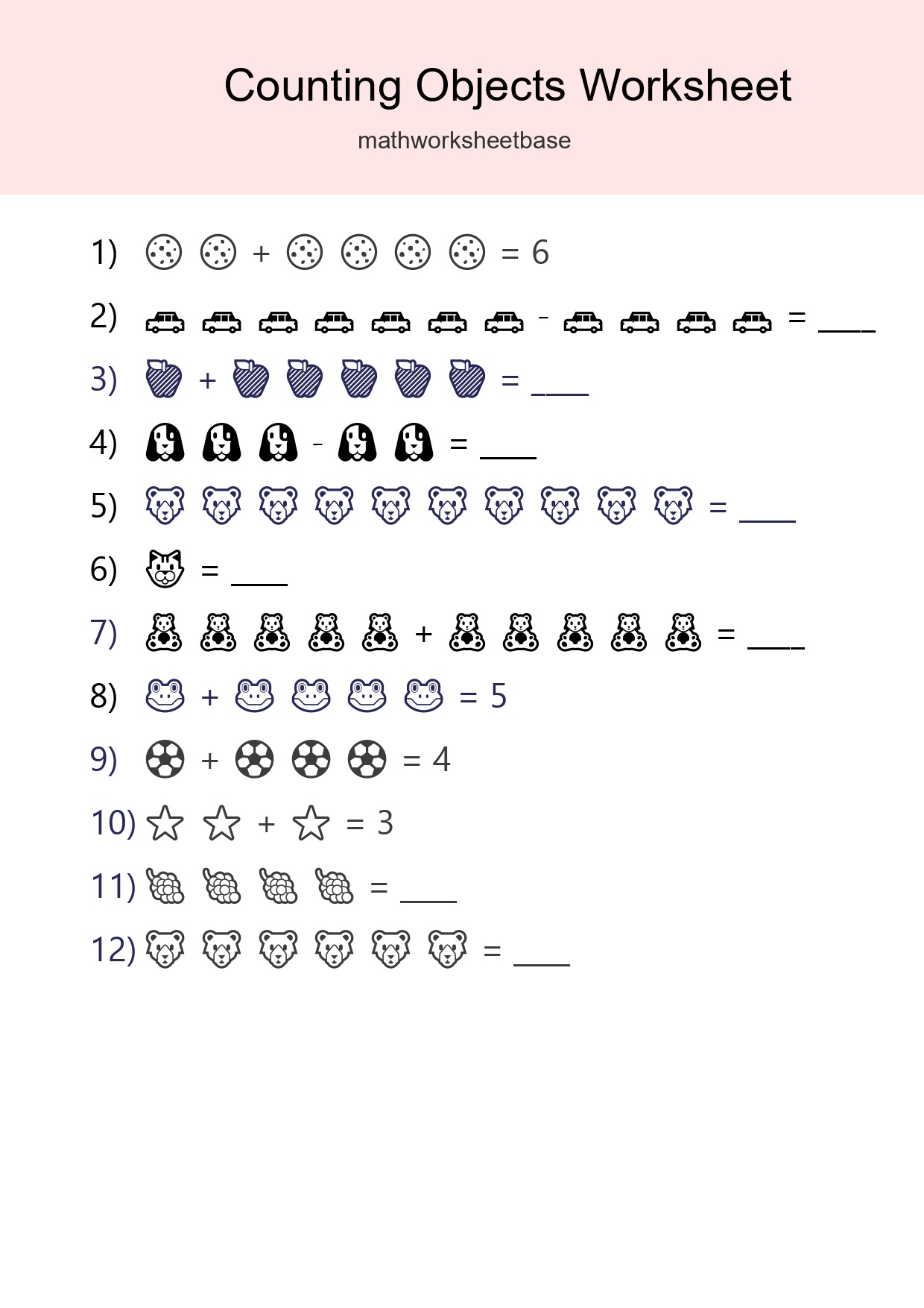Learn Counting With Pictures Worksheet (Kindergarten) - Part 153