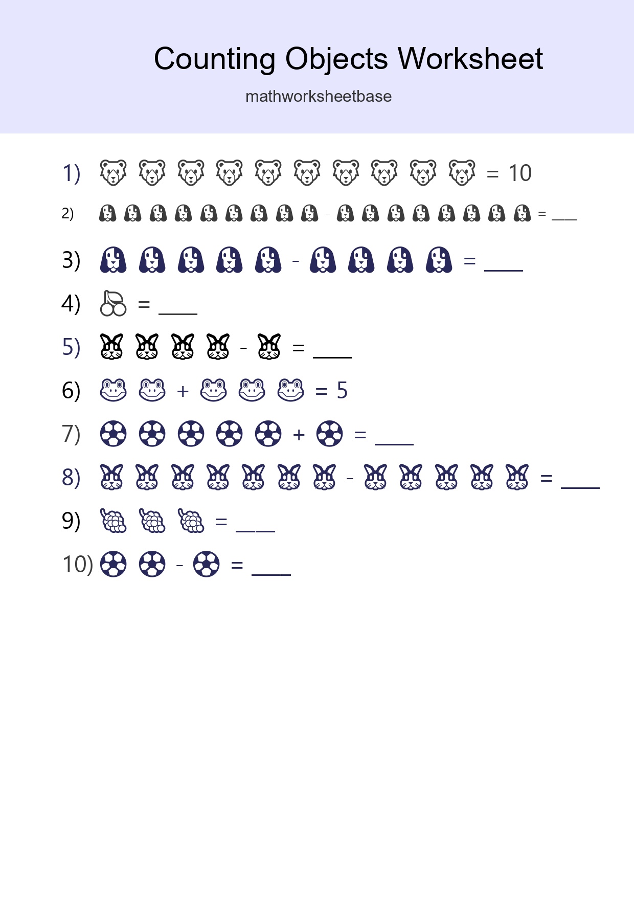 Learn Counting With Pictures Worksheet (Kindergarten) - Part 203